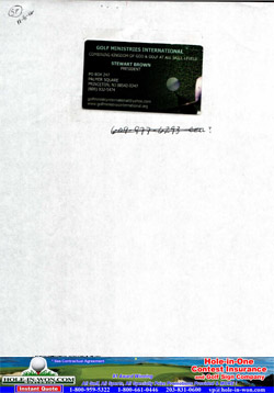 Golf Ministries International Hole in One Insurance