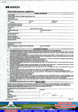 MARSH Hole in One Insurance Application