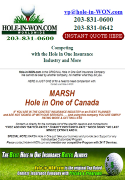 MARSH Hole in One Insurance Application