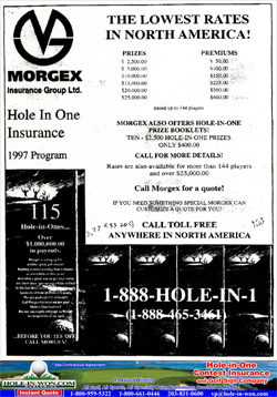 MORGEX Hole in One Insurance Application