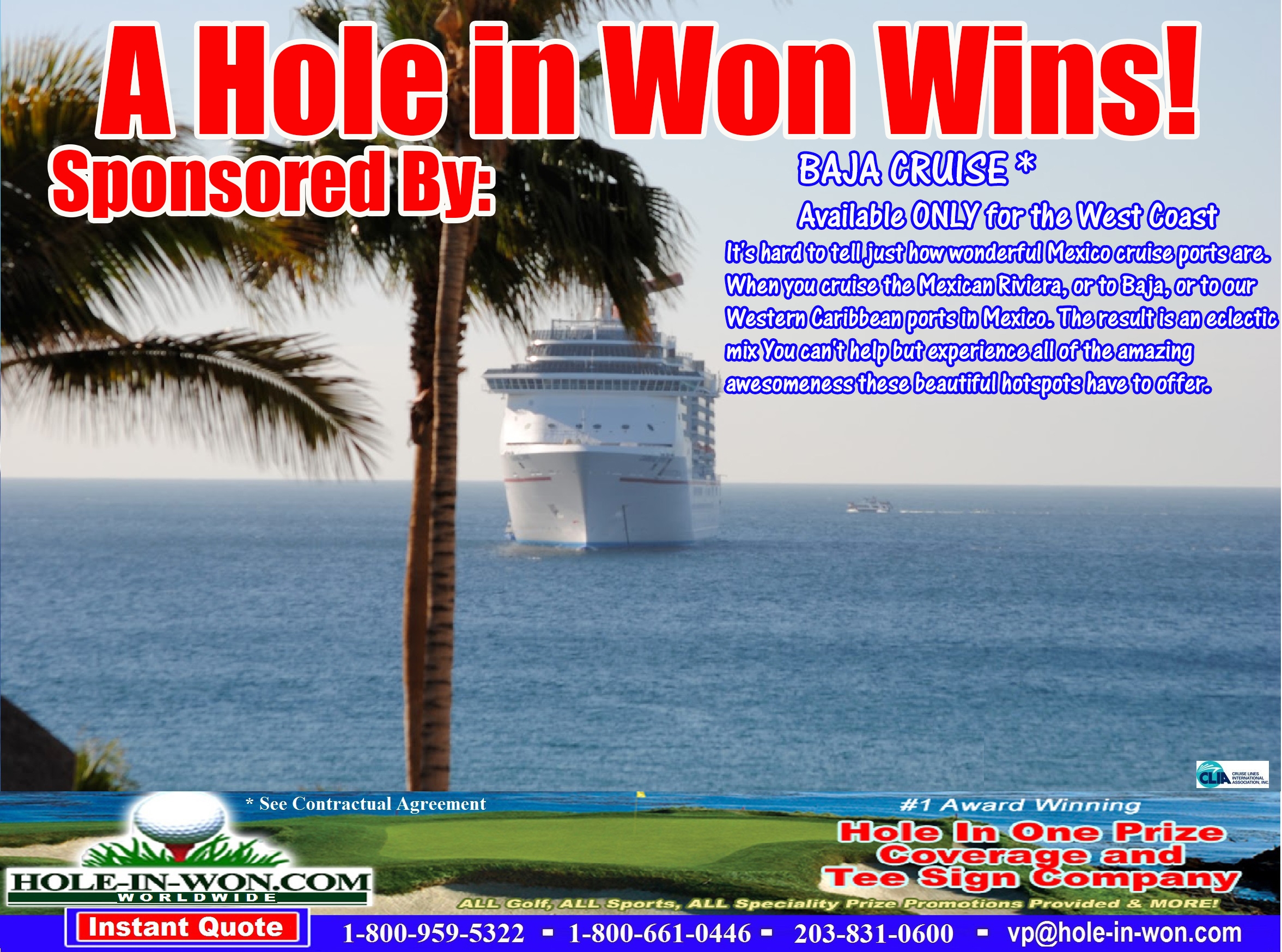 Baja Cruise Hole in One Golf Tee Sign