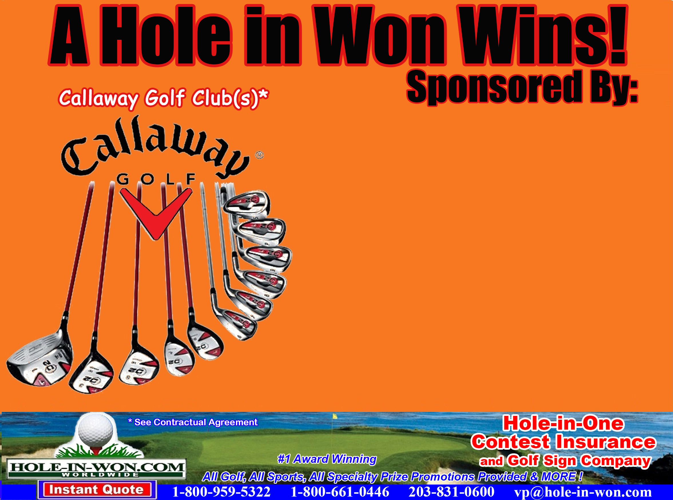 Callaway Golf Clubs Hole in One Golf Hole Sign