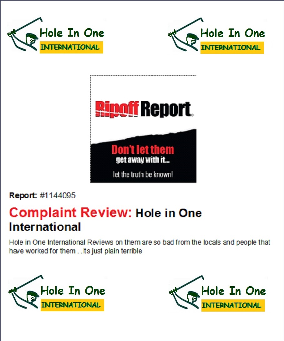 Mark Gilmartin Hole in One International Reviews