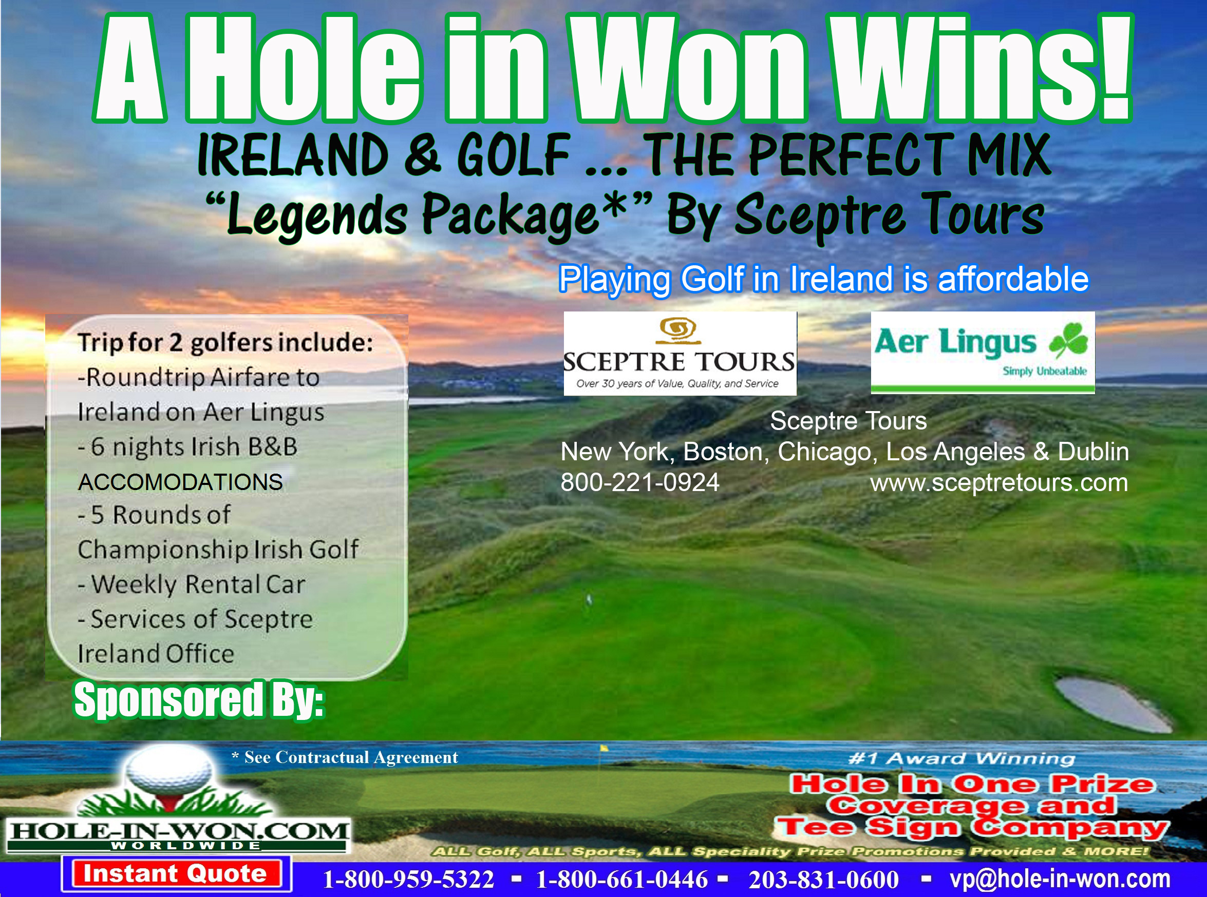 Ireland Hole in One Golf Hole Sign