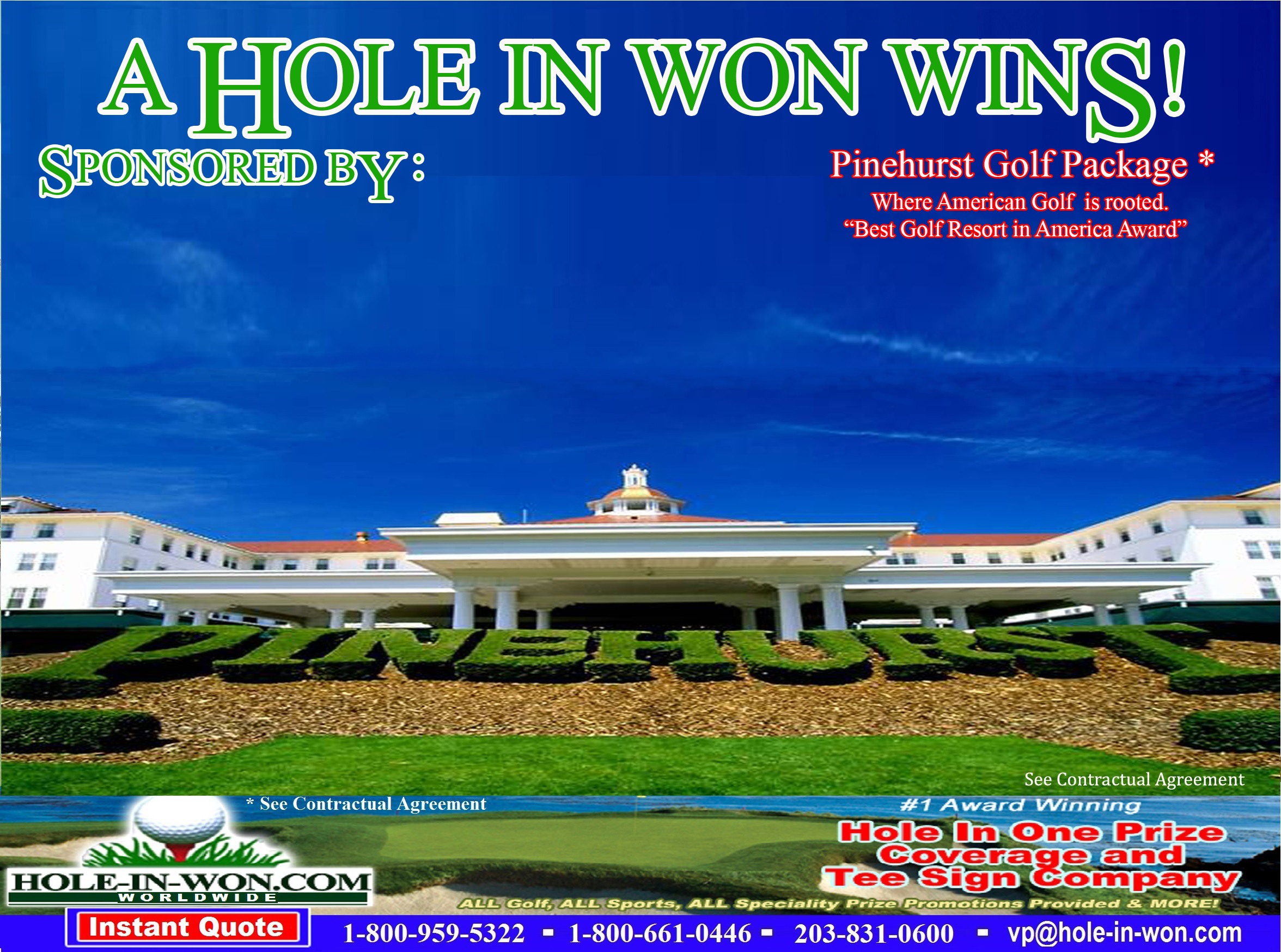 Pinehurst Hole in One Golf Hole Sign Tee Sign