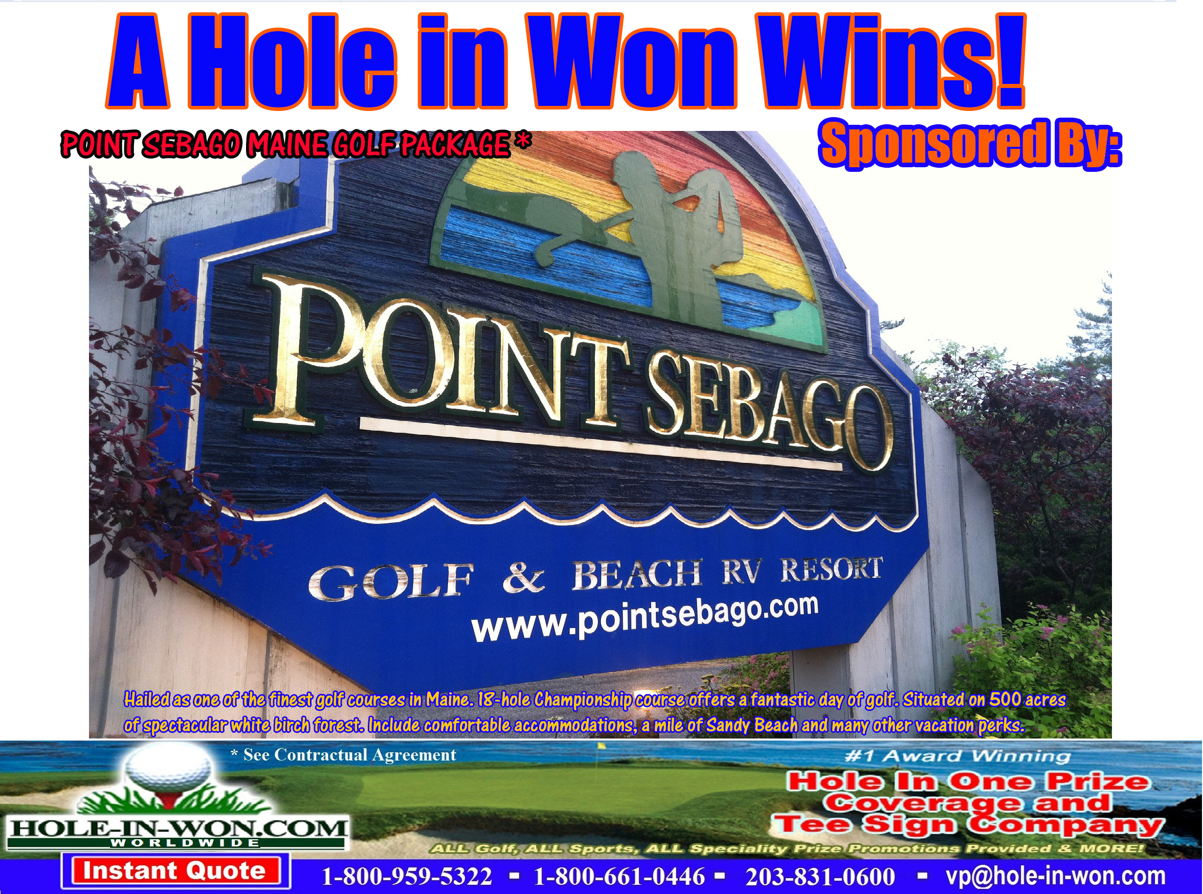 Point Sebago Hole in One Golf Hole Sign